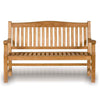Wooden garden bench with arched back on a white background
