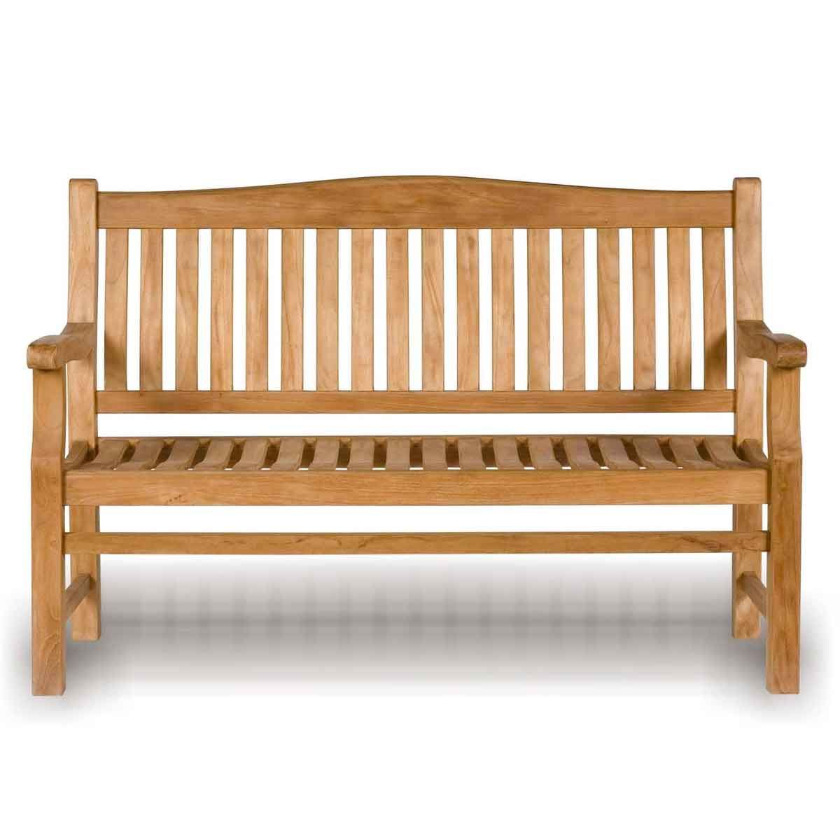 Wooden garden bench with arched back on a white background