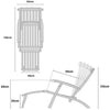Measurement chart of a steamer chair with dimensions labeled.