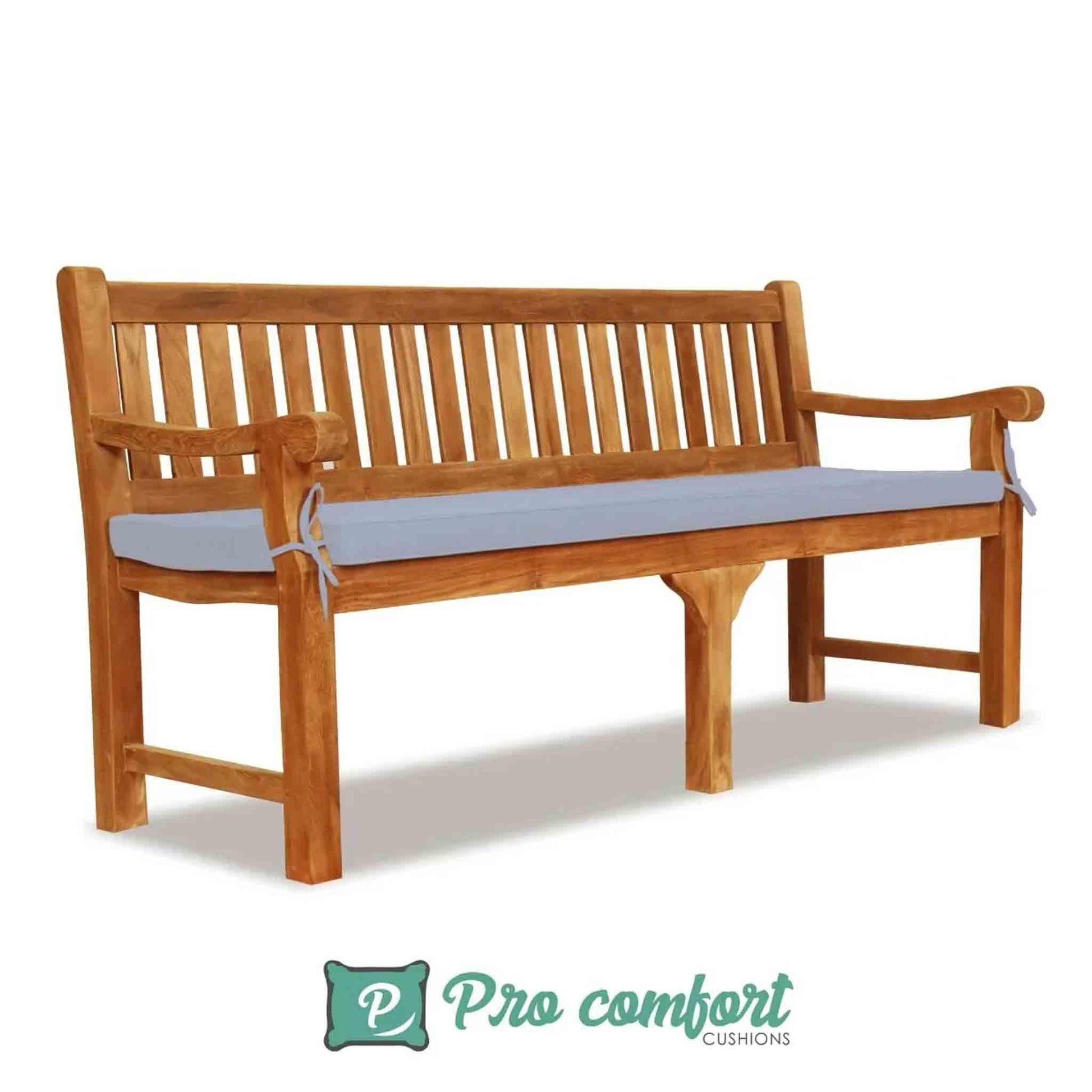 natural cushions on an outdoor bench