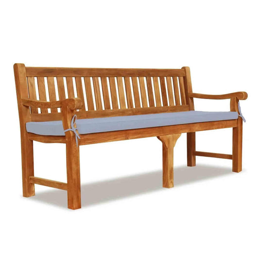 white cushions on an outdoor bench