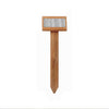 Wooden stake, garden marker, with a metal plate on a white background
