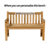 mini memorial bench showing engraving options