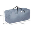Extra Large cushion weather proof bag with black straps and dimensions on a white background