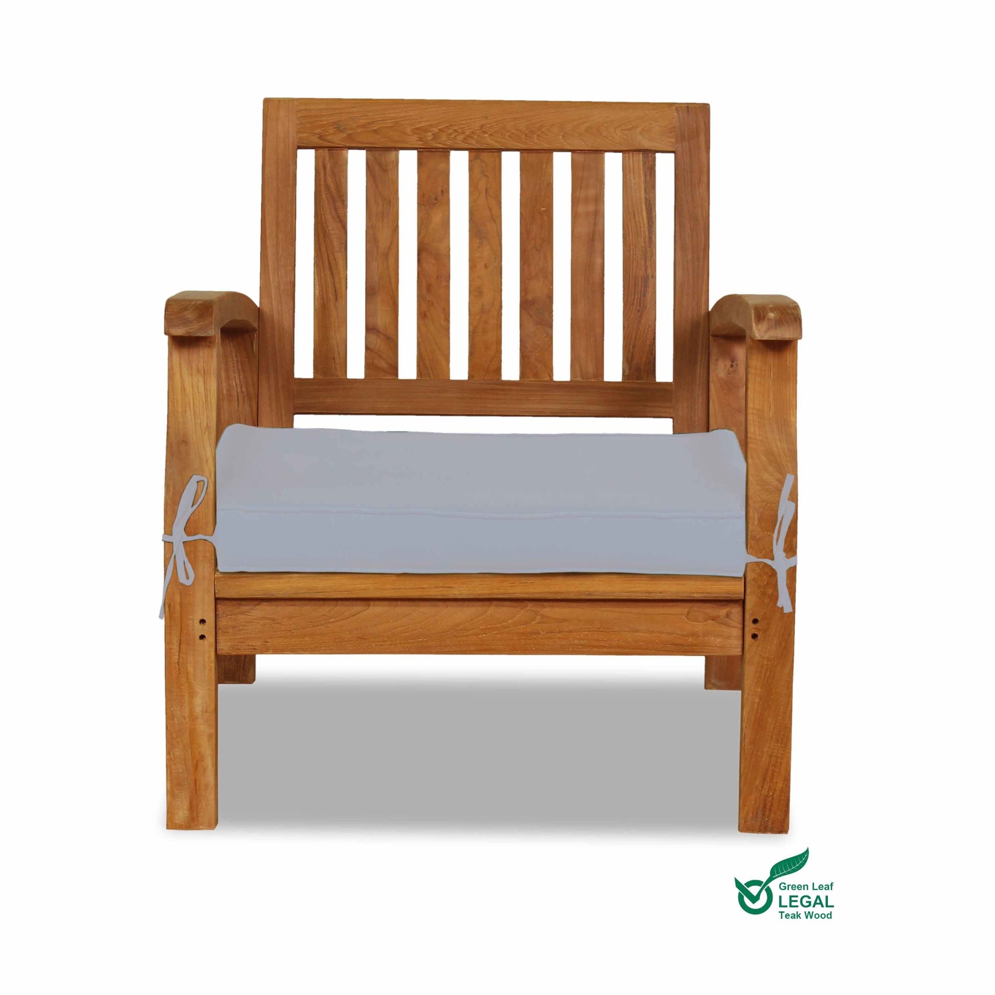 Wooden chair with a white cushion on a white background