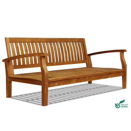 Wooden bench on a white background with 'Green Leaf Legal' logo.
