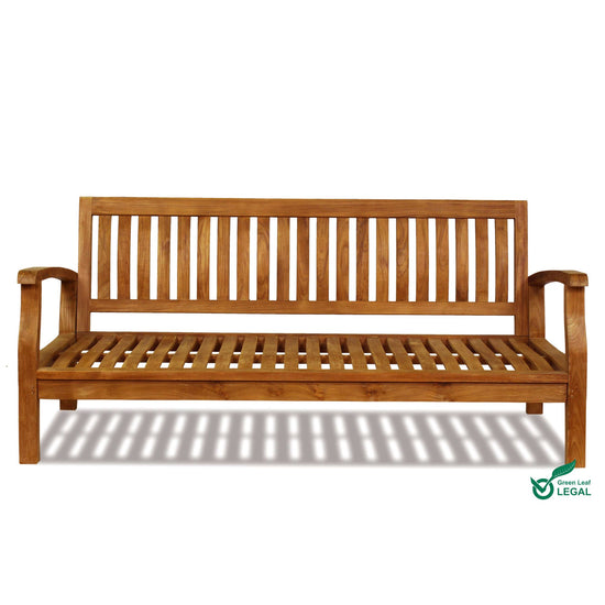 Wooden bench on a white background with 'Green Leaf Legal' logo.