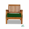 Wooden chair with a green cushion on a white background
