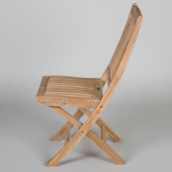 quality teak wooden chair folding on a white background