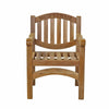 wooden oval teak garden armchair with 'Mum's Chair' engraving on a white background