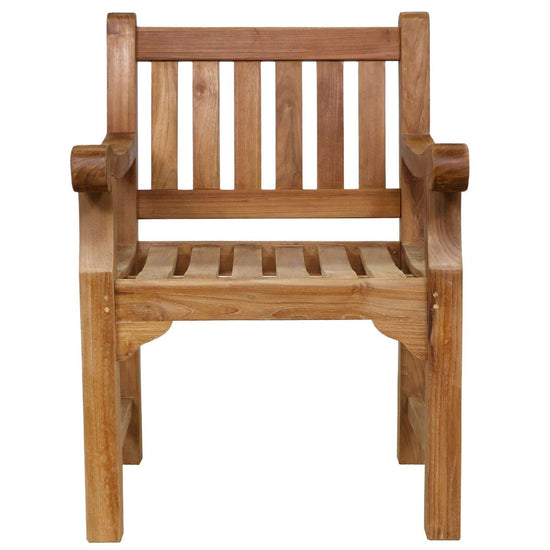 Teak Garden Armchair with armrests on a white background
