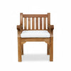 Teak Garden Armchair with a white cushion on a white background