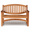 Wooden oval 2 seat garden bench with 'IT'S GIN O'CLOCK!' text on a white background