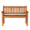 Teak Garden Bench 3 Seat with engraved text on a white background