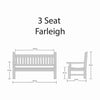 Teak Garden Bench 3 Seat Farleigh