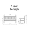 Teak Garden Bench 4 Seat Farleigh