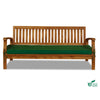 Wooden daybed with green cushion on a white background