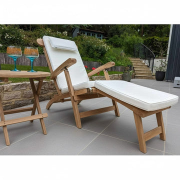 Teak Steamer Chair with FREE White Cushion