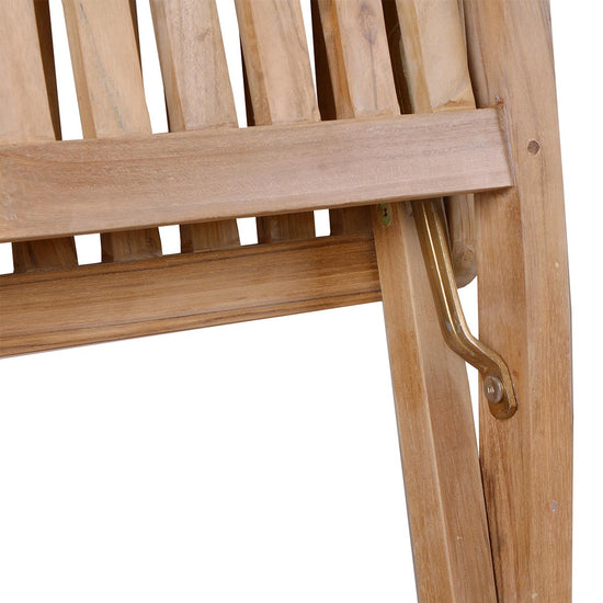 Wooden chair with a solid brass metal bracket on a white background
