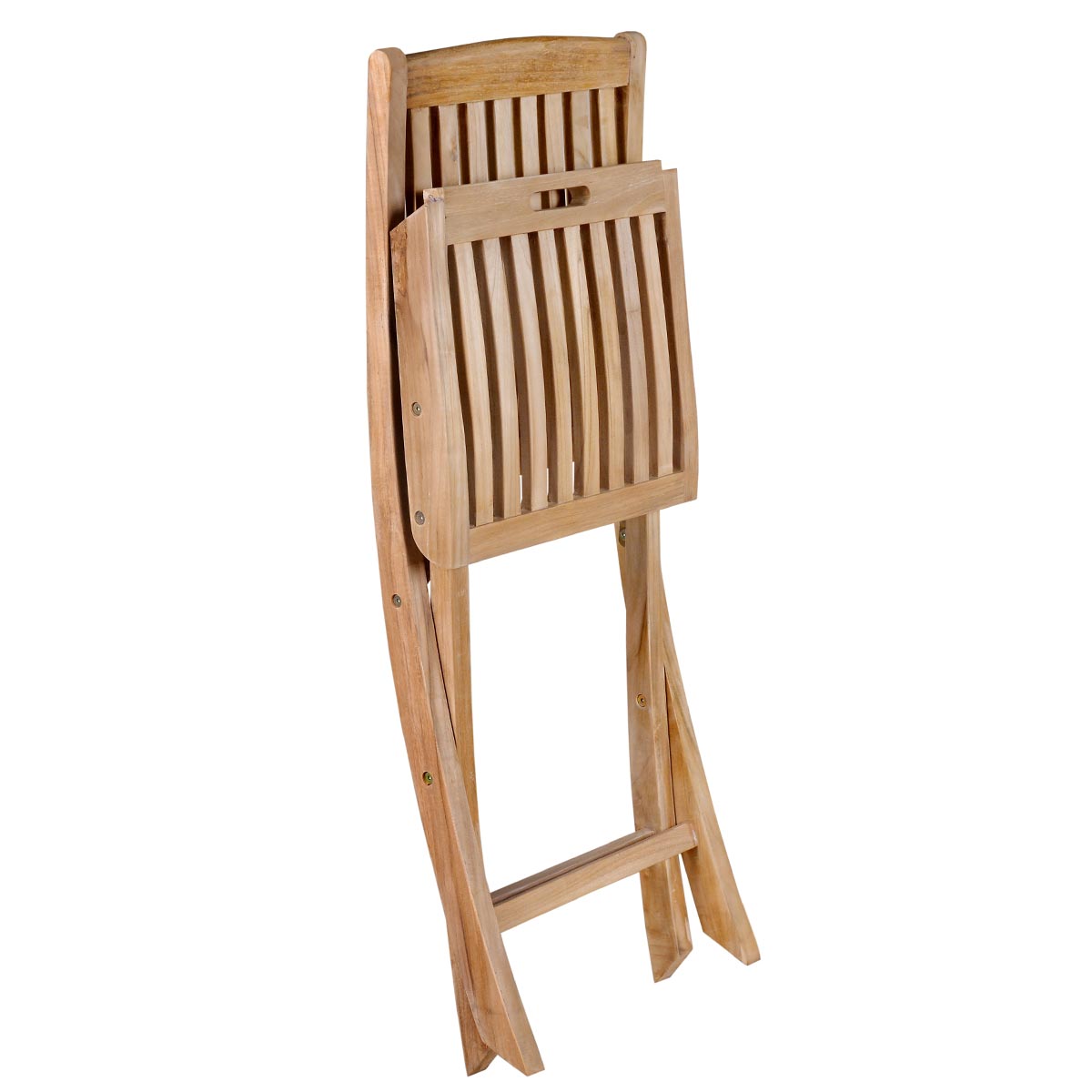 teak folding garden chair on a white background