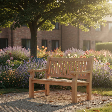 traditional wooden seating for residential community gardens UK