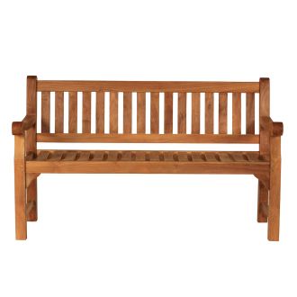 wooden teak garden 3 seat bench with scroll arm