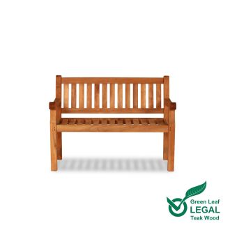 Traditional scroll arm solid teak wood garden 4ft bench