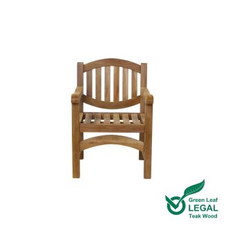 oval shaped back teak wooden garden arm chair