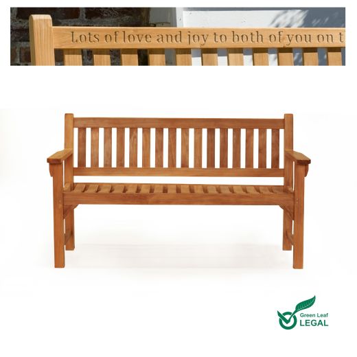 Engraved Anniversary garden bench gift idea for outdoors