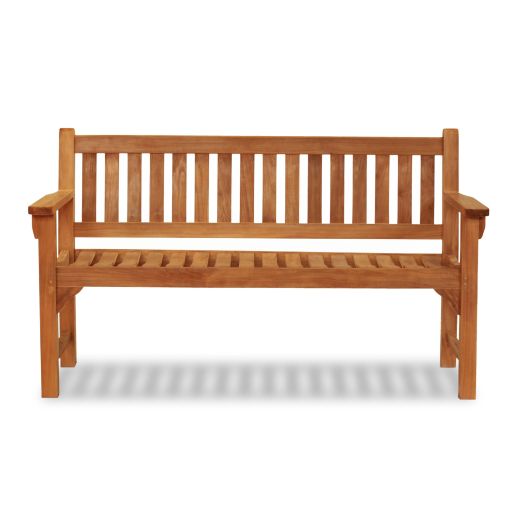 solid teak wood garden 3 seat bench with a flat arm