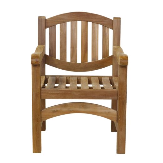 oval shaped back teak wooden garden arm chair